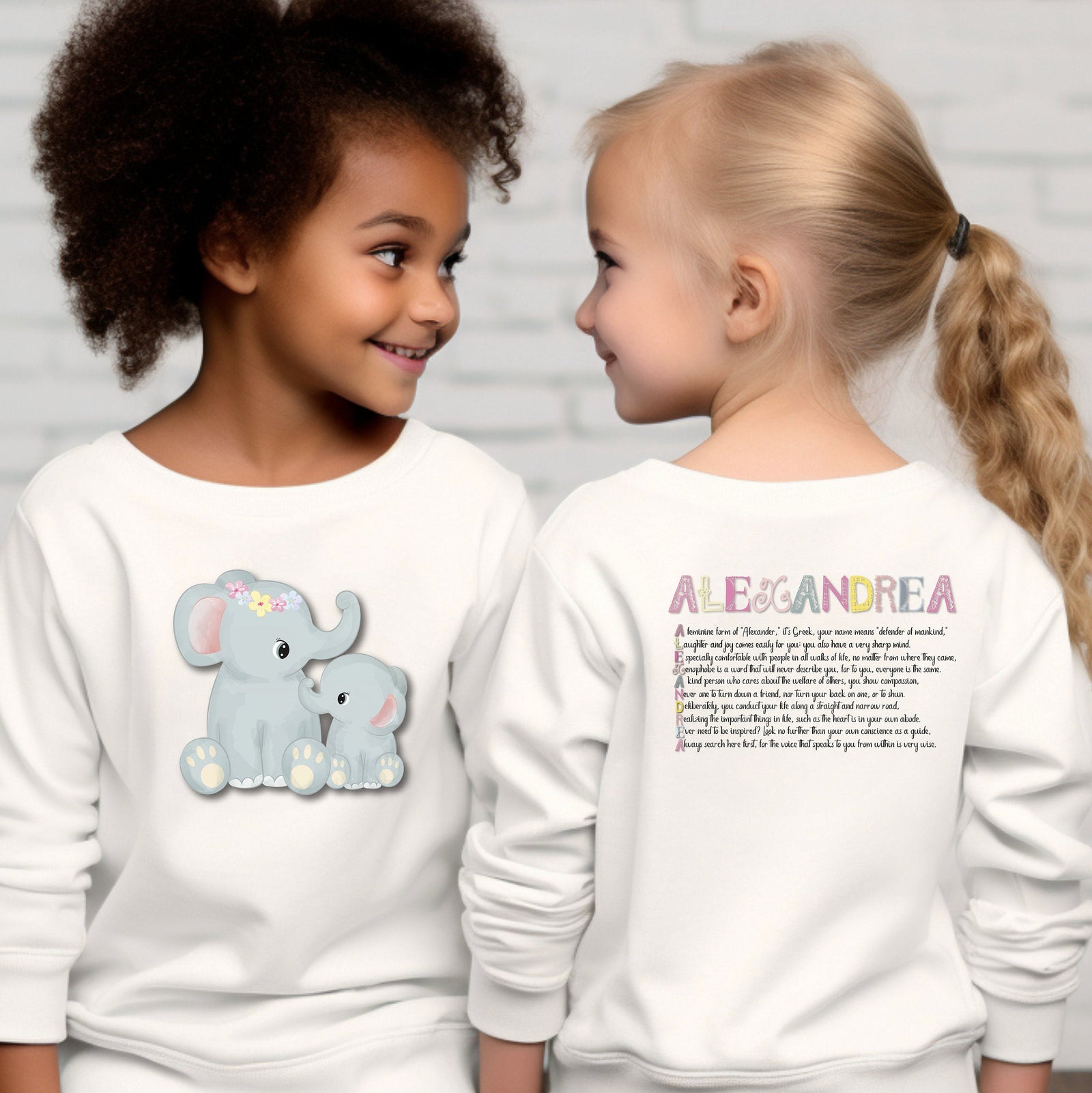 Personalized Name T-shirt, Toddler Long Sleeve T-Shirt, Baby Elephant and Mommy T-shirt, Baby Elephant Toddler T-Shirt Acrostic Poem T-Shirt