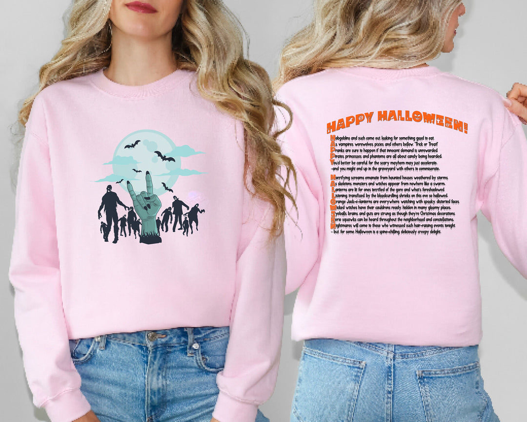 Happy Halloween, Halloween Sweatshirt, Zombie, Grave, Sweatshirt, Fall Sweatshirt, Zombie Sweater, Fall, Acrostic Poem, Acrostic