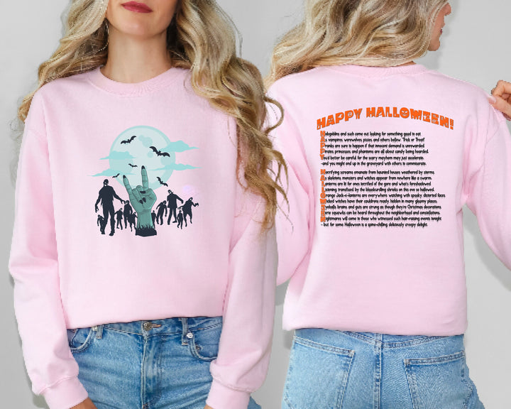 Happy Halloween, Halloween Sweatshirt, Zombie, Grave, Sweatshirt, Fall Sweatshirt, Zombie Sweater, Fall, Acrostic Poem, Acrostic