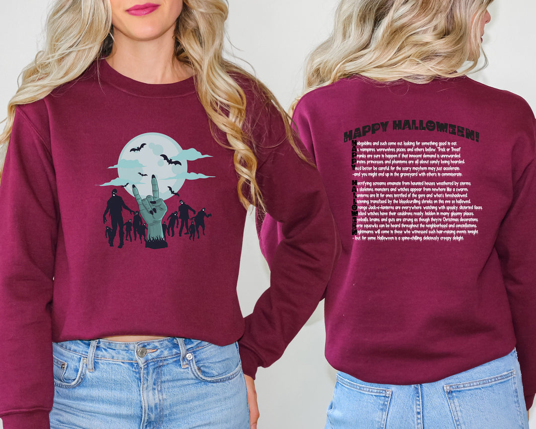 Happy Halloween, Halloween Sweatshirt, Zombie, Grave, Sweatshirt, Fall Sweatshirt, Zombie Sweater, Fall, Acrostic Poem, Acrostic