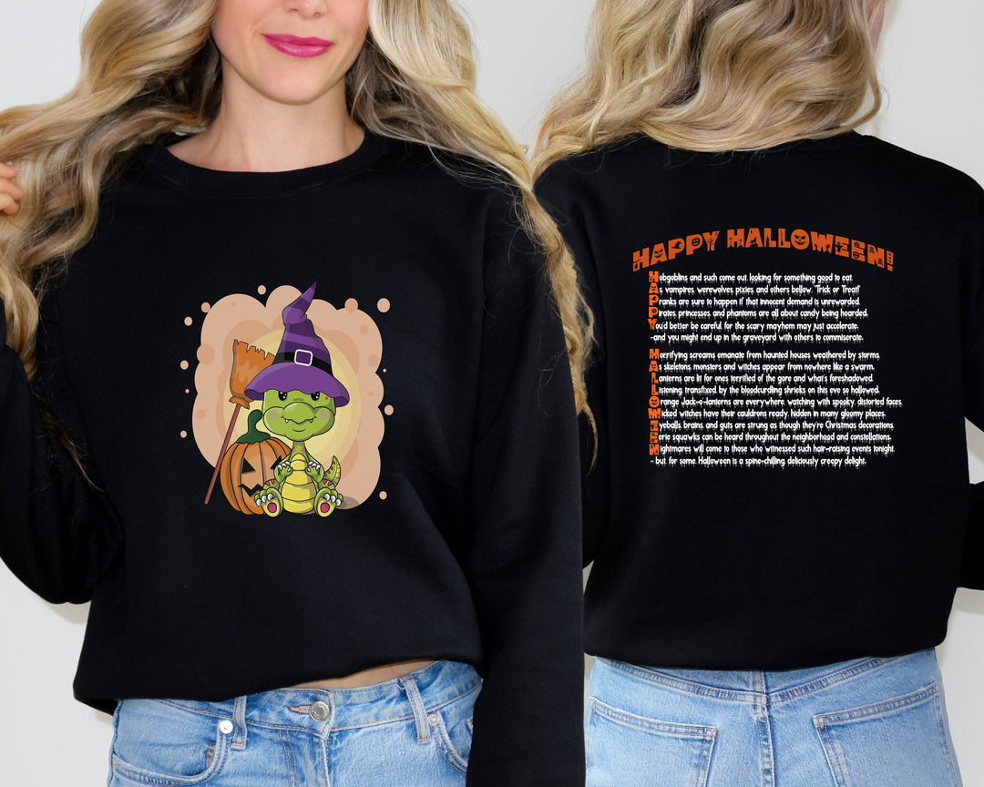 Cute Dragon Happy Halloween, Halloween Sweatshirt, Halloween Dragon, Dragon Sweatshirt, Fall Sweatshirt, Pumpkin Sweater, Acrostic Poem