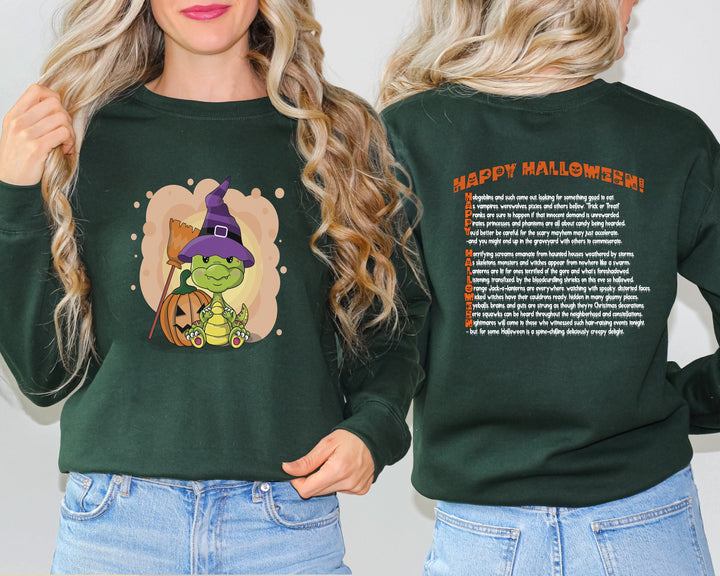 Cute Dragon Happy Halloween, Halloween Sweatshirt, Halloween Dragon, Dragon Sweatshirt, Fall Sweatshirt, Pumpkin Sweater, Acrostic Poem