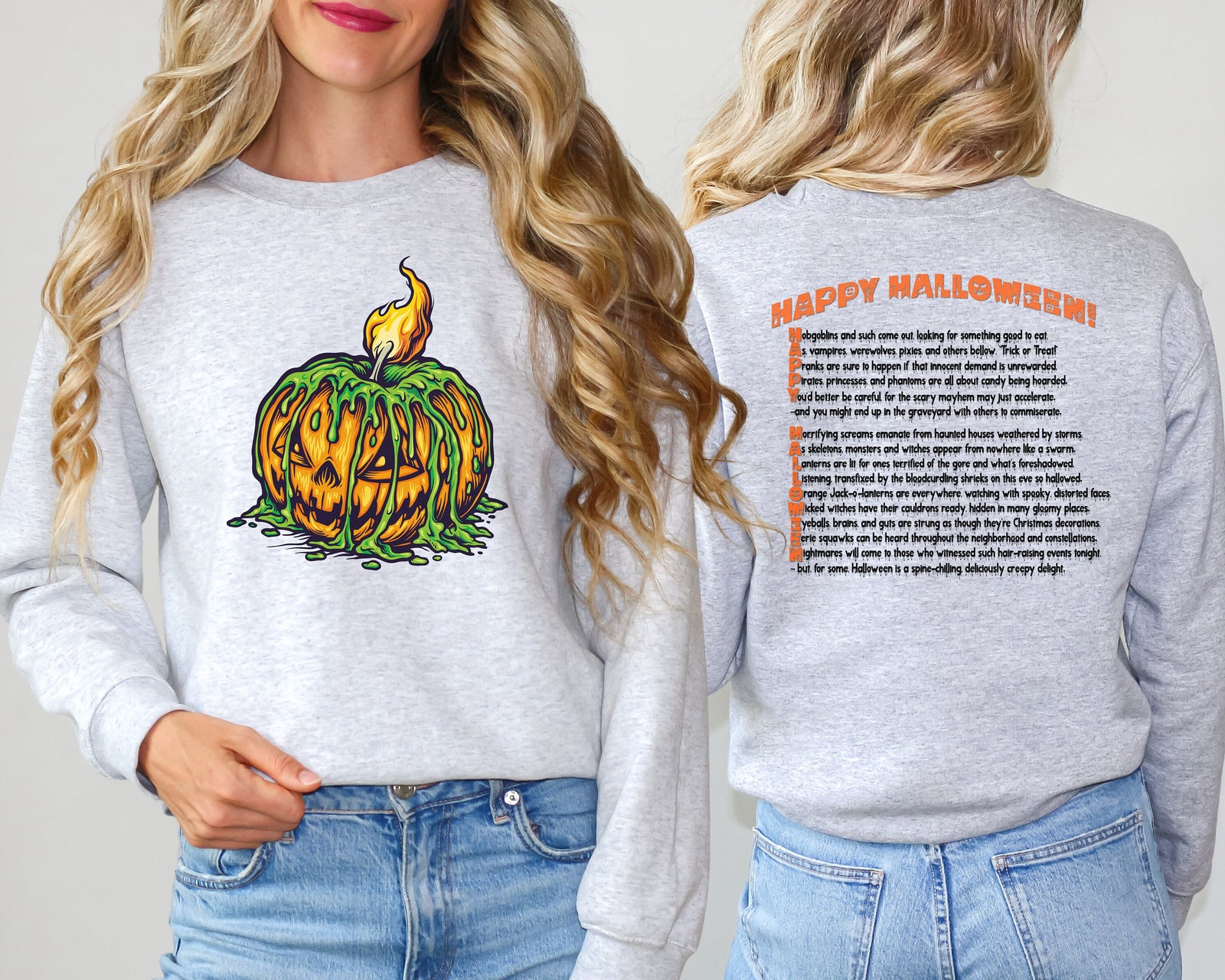 Happy Halloween, Halloween Sweatshirt, Halloween Pumpkin, Creepy Pumpkin Sweatshirt, Fall Sweatshirt, Pumpkin Sweater, Fall, Acrostic Poem