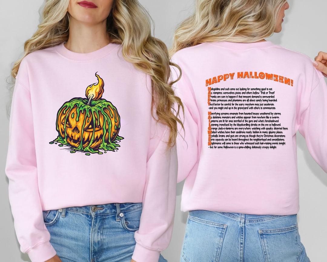 Happy Halloween, Halloween Sweatshirt, Halloween Pumpkin, Creepy Pumpkin Sweatshirt, Fall Sweatshirt, Pumpkin Sweater, Fall, Acrostic Poem