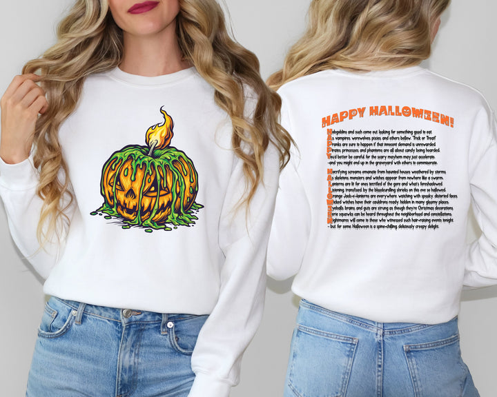 Happy Halloween, Halloween Sweatshirt, Halloween Pumpkin, Creepy Pumpkin Sweatshirt, Fall Sweatshirt, Pumpkin Sweater, Fall, Acrostic Poem