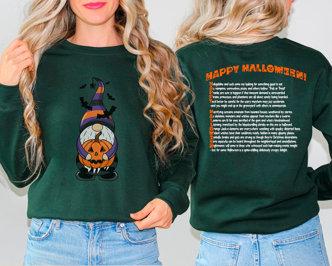 Happy Halloween, Gnome Sweatshirt, Halloween Gnome, Halloween Gnome sweatshirt, Fall Sweatshirt, Gnome Sweater, Fall, Acrostic Poem