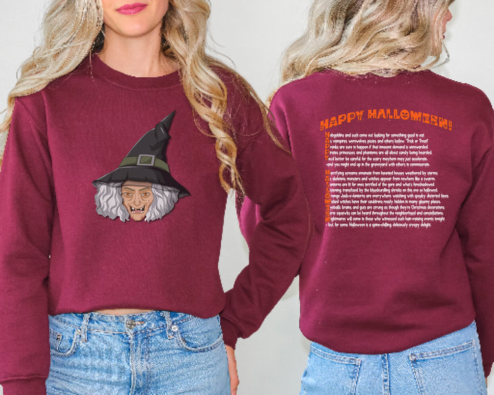 Happy Halloween, Witch, Witch Sweatshirt, Halloween Pumpkin, Creepy Witch Sweatshirt, Fall Sweatshirt, Witch Sweater, Fall, Acrostic Poem