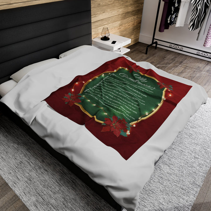 Velveteen Plush Blanket with Acrostic Poem Spelling out "My Grandmother". Christmas Gift for Grandma