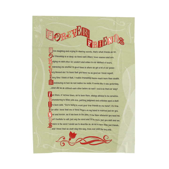 Velveteen Plush Blanket with Acrostic Poem spelling out "Forever Friends".