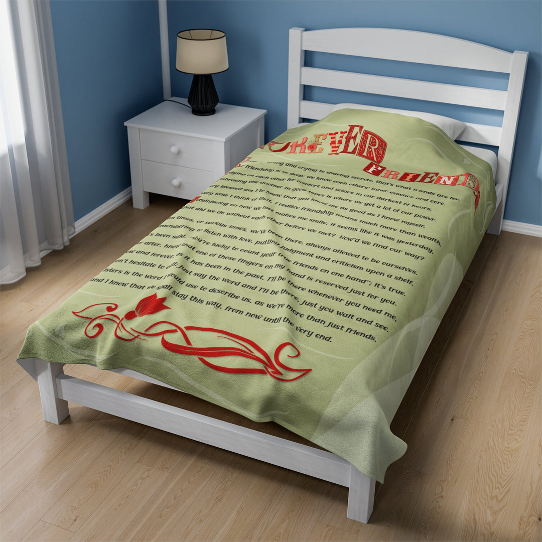 Velveteen Plush Blanket with Acrostic Poem spelling out "Forever Friends".