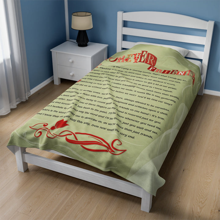 Velveteen Plush Blanket with Acrostic Poem spelling out "Forever Friends".