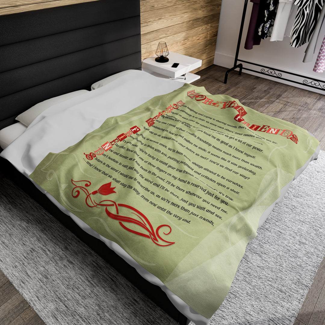 Velveteen Plush Blanket with Acrostic Poem spelling out "Forever Friends".