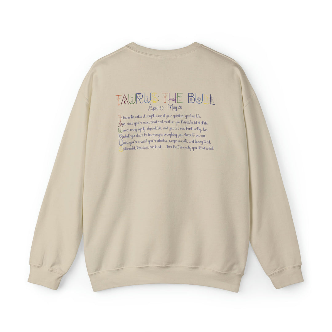 Astrology Sweatshirt with Acrostic Poem Spelling out "Taurus". Great Birthday or Christmas Horoscope Sign Gift for Any Zodiac Lover.