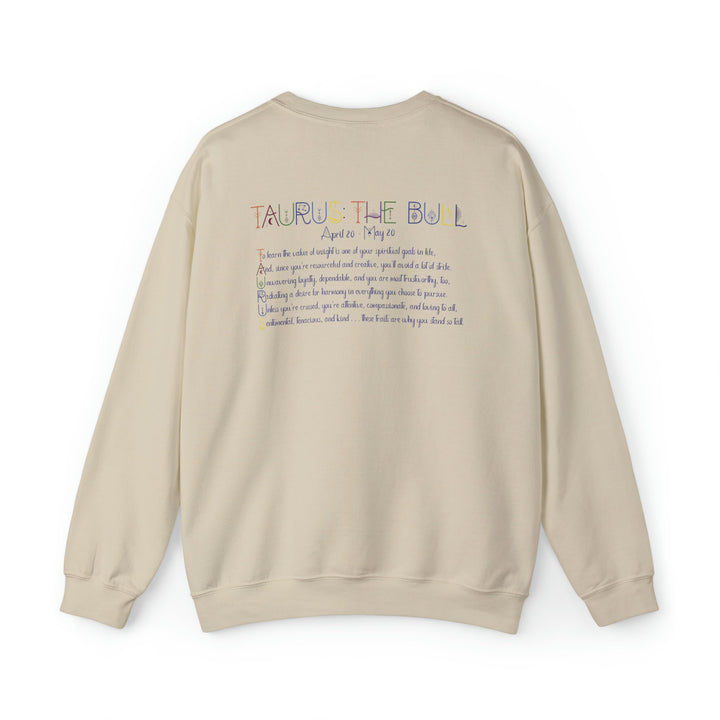 Astrology Sweatshirt with Acrostic Poem Spelling out "Taurus". Great Birthday or Christmas Horoscope Sign Gift for Any Zodiac Lover.