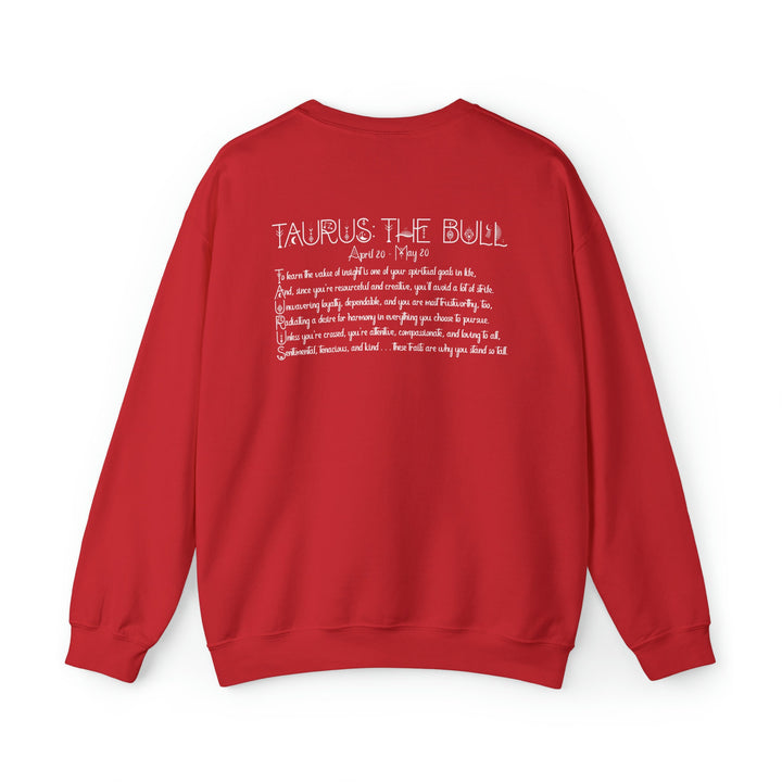 Astrology Sweatshirt with Acrostic Poem Spelling out "Taurus". Great Birthday or Christmas Horoscope Sign Gift for Any Zodiac Lover.