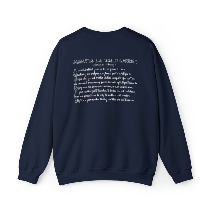 Astrology Sweatshirt with Acrostic Poem Spelling out "Aquarius". Great Birthday or Christmas Horoscope Sign Gift for Any Zodiac Lover.