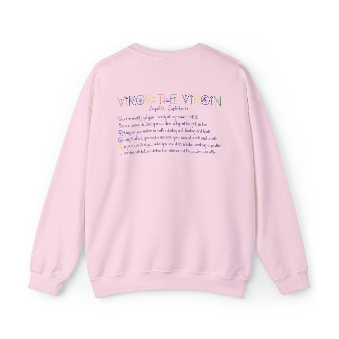 Astrology Sweatshirt with Acrostic Poem Spelling out "Virgo". Great Birthday or Christmas Horoscope Sign Gift for Any Zodiac Lover.