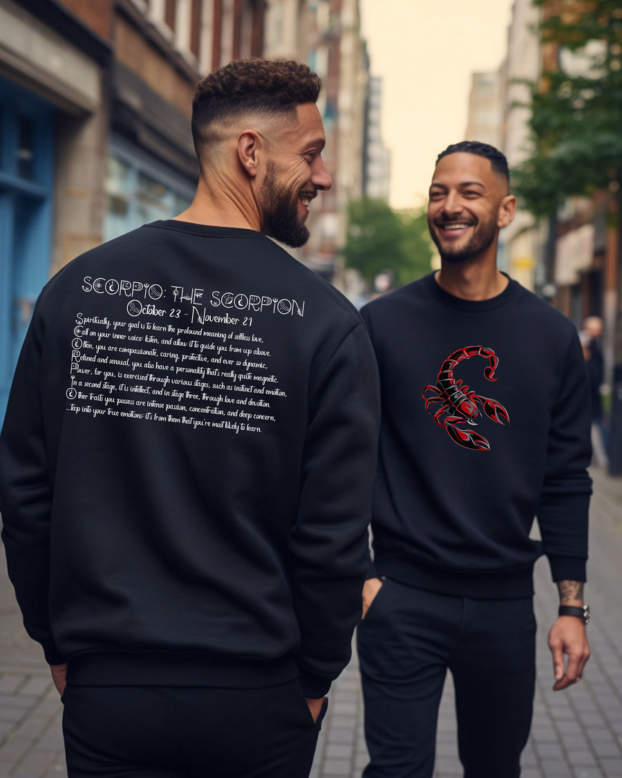Astrology Sweatshirt with Acrostic Poem Spelling out "Scorpio". Great Birthday or Christmas Horoscope Sign Gift for Any Zodiac Lover.