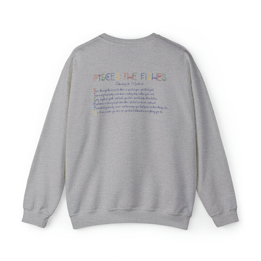 Astrology Sweatshirt with Acrostic Poem Spelling out "Pisces". Great Birthday or Christmas Horoscope Sign Gift for Any Zodiac Lover.