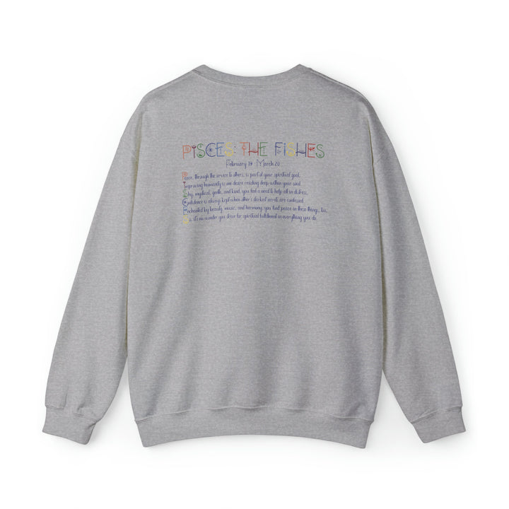 Astrology Sweatshirt with Acrostic Poem Spelling out "Pisces". Great Birthday or Christmas Horoscope Sign Gift for Any Zodiac Lover.