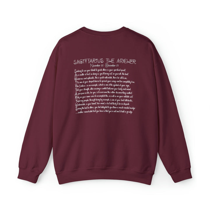 Astrology Sweatshirt with Acrostic Poem Spelling out "Sagittarius". Great Birthday or Christmas Horoscope Sign Gift for Any Zodiac Lover.