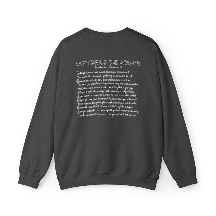 Astrology Sweatshirt with Acrostic Poem Spelling out "Sagittarius". Great Birthday or Christmas Horoscope Sign Gift for Any Zodiac Lover.