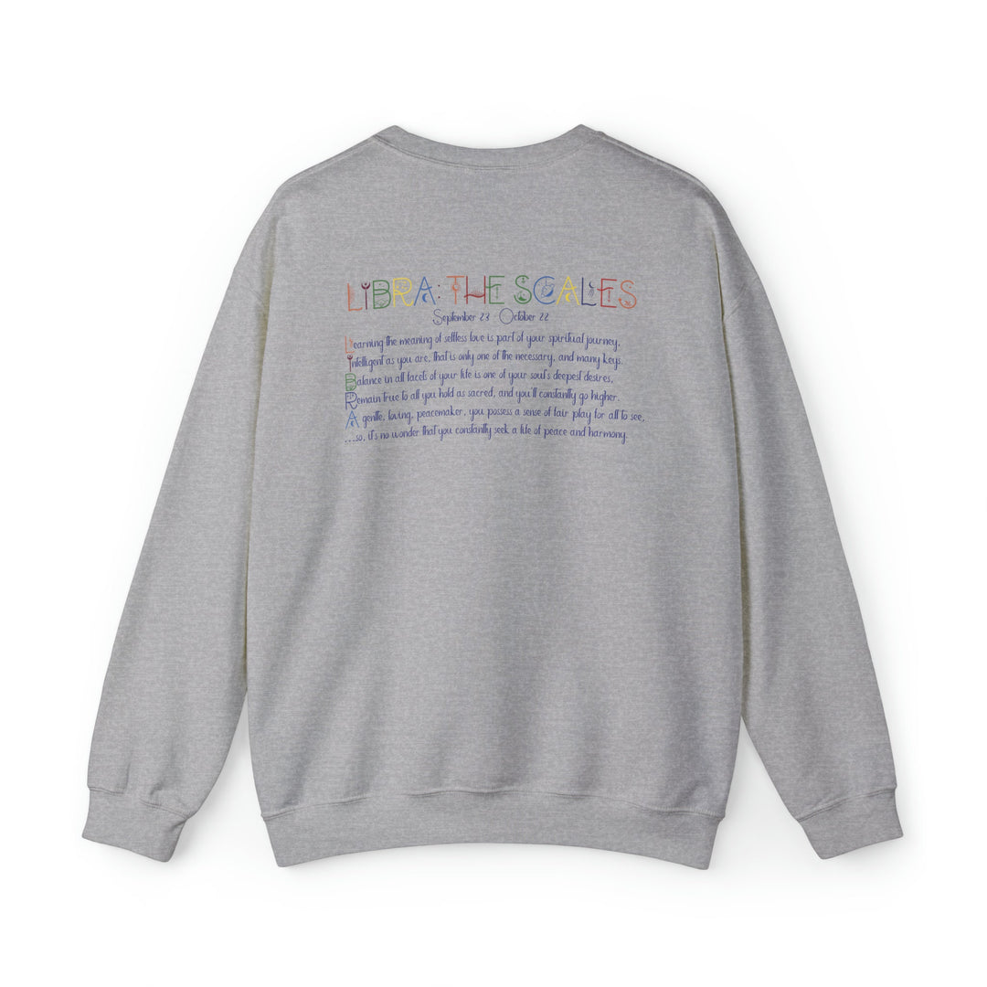 Astrology Sweatshirt with Acrostic Poem Spelling out "Libra". Great Birthday or Christmas Horoscope Sign Gift for Any Zodiac Lover.