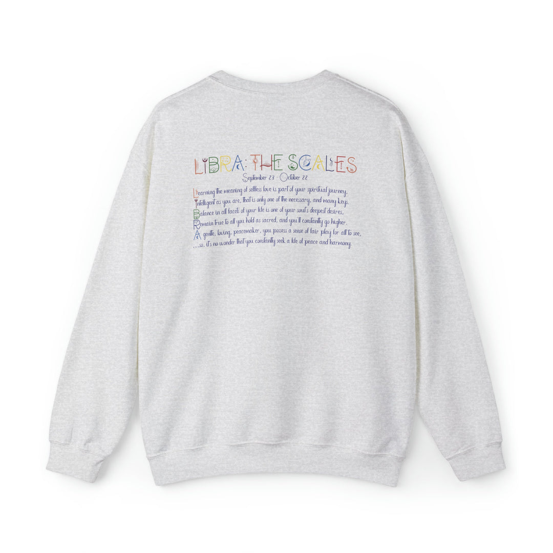 Astrology Sweatshirt with Acrostic Poem Spelling out "Libra". Great Birthday or Christmas Horoscope Sign Gift for Any Zodiac Lover.