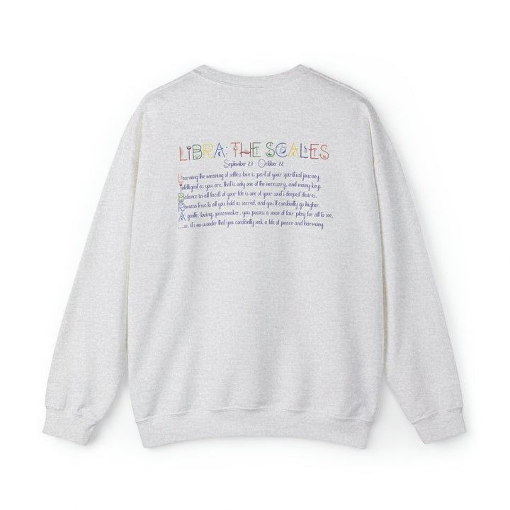 Astrology Sweatshirt with Acrostic Poem Spelling out "Libra". Great Birthday or Christmas Horoscope Sign Gift for Any Zodiac Lover.