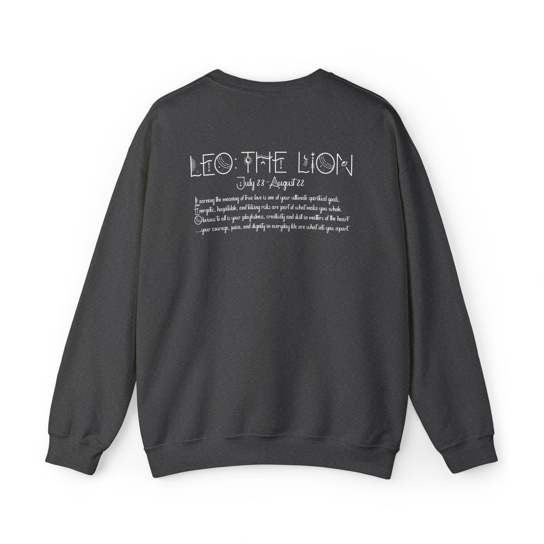 Astrology Sweatshirt with Acrostic Poem Spelling out "Leo". Great Birthday or Christmas Horoscope Sign Gift for Any Zodiac Lover.