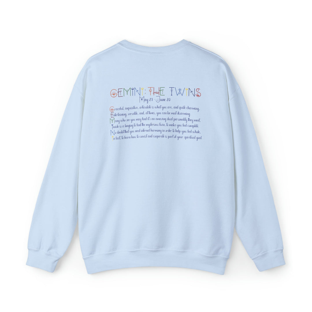 Astrology Sweatshirt with Acrostic Poem Spelling out "Gemini". Great Birthday or Christmas Horoscope Sign Gift for Any Zodiac Lover.