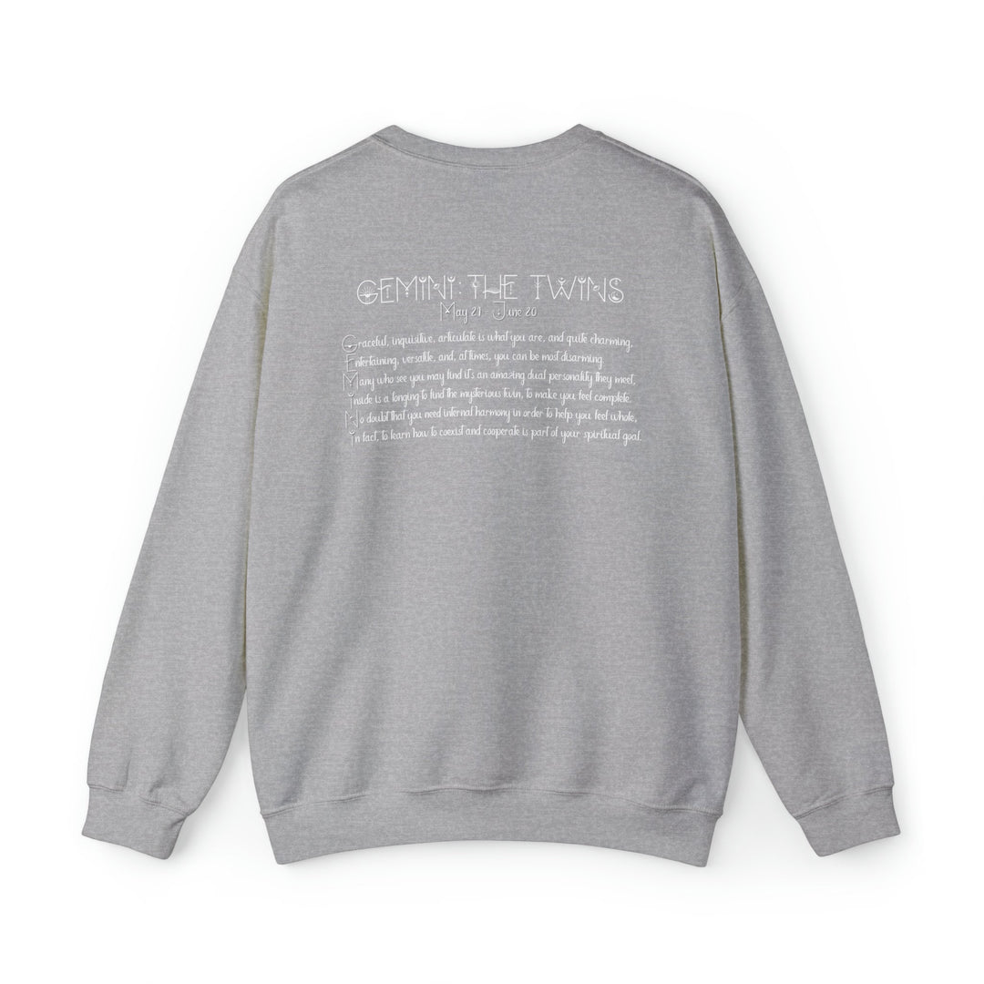 Astrology Sweatshirt with Acrostic Poem Spelling out "Gemini". Great Birthday or Christmas Horoscope Sign Gift for Any Zodiac Lover.