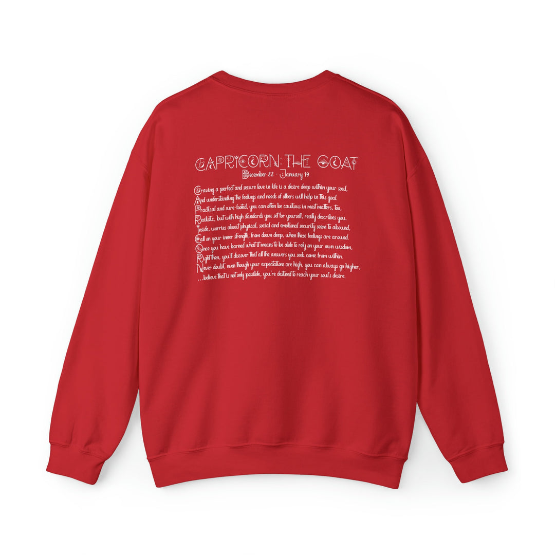 Astrology Sweatshirt with Acrostic Poem Spelling out "Capricorn". Great Birthday or Christmas Horoscope Sign Gift for Any Zodiac Lover.