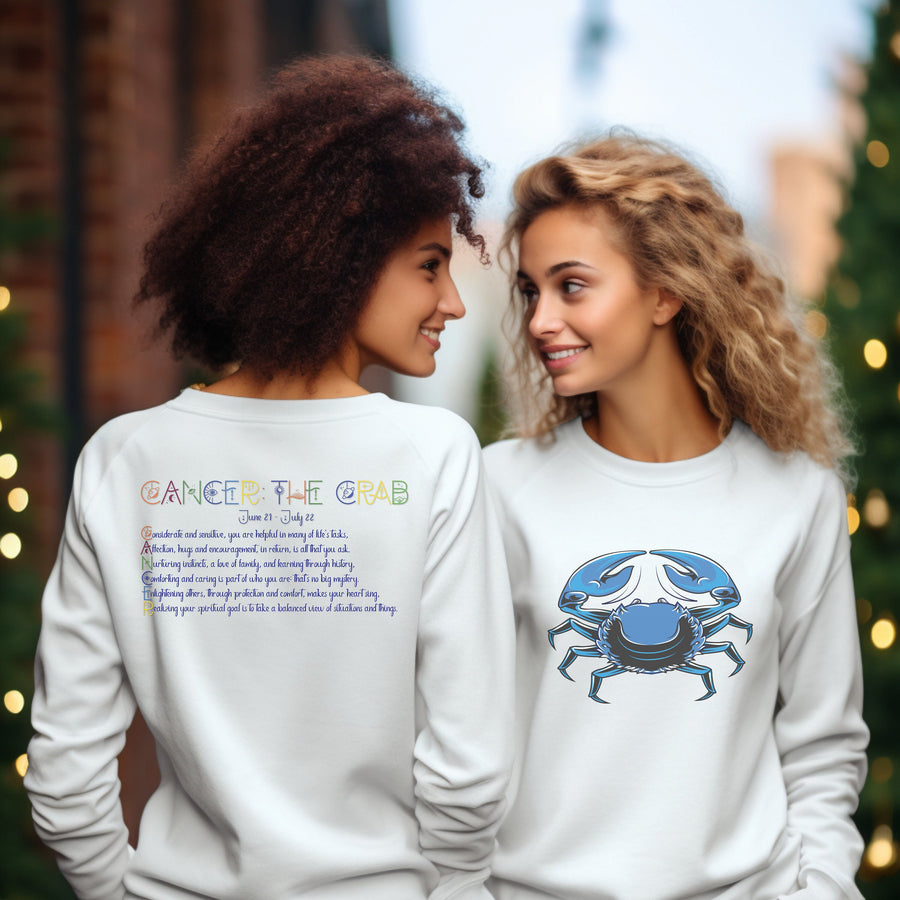 Astrology Sweatshirt with Acrostic Poem Spelling out "Cancer". Great Birthday or Christmas Horoscope Sign Gift for Any Zodiac Lover.