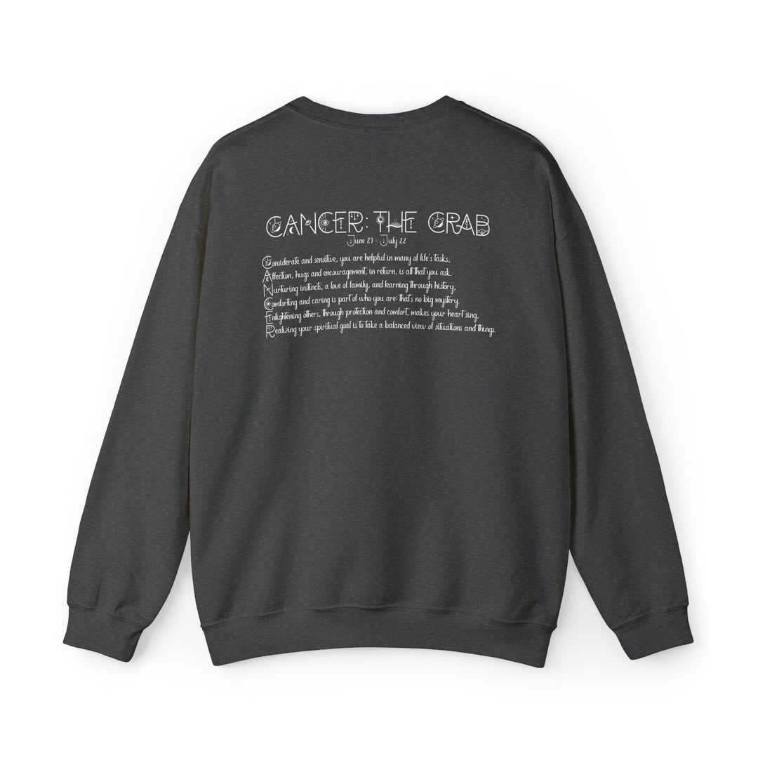 Astrology Sweatshirt with Acrostic Poem Spelling out "Cancer". Great Birthday or Christmas Horoscope Sign Gift for Any Zodiac Lover.