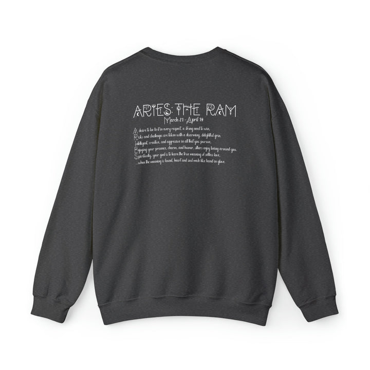 Astrology Sweatshirt with Acrostic Poem Spelling out "Aries". Great Birthday or Christmas Horoscope Sign Gift for Any Zodiac Lover.