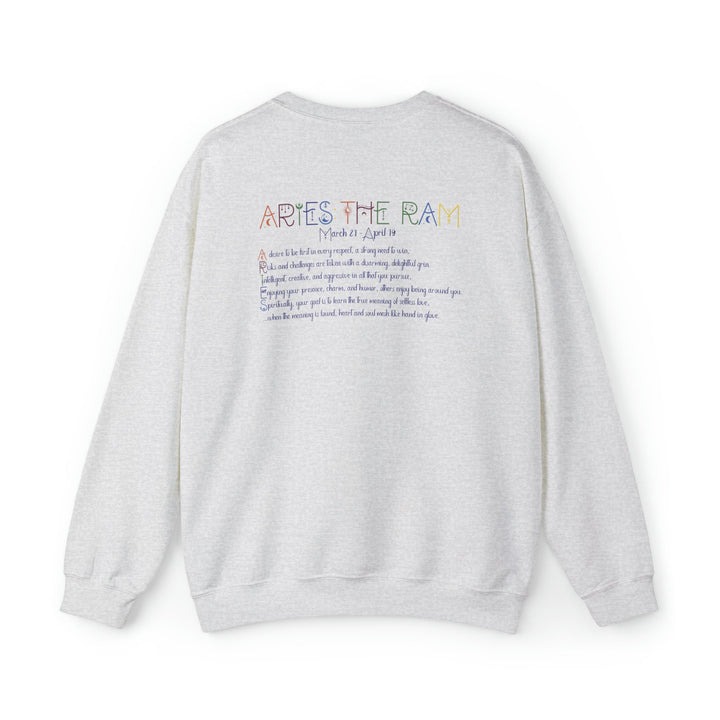 Astrology Sweatshirt with Acrostic Poem Spelling out "Aries". Great Birthday or Christmas Horoscope Sign Gift for Any Zodiac Lover.