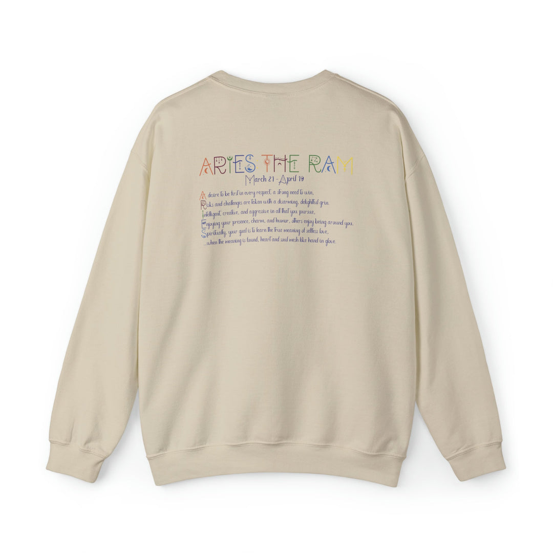 Astrology Sweatshirt with Acrostic Poem Spelling out "Aries". Great Birthday or Christmas Horoscope Sign Gift for Any Zodiac Lover.