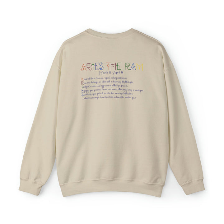 Astrology Sweatshirt with Acrostic Poem Spelling out "Aries". Great Birthday or Christmas Horoscope Sign Gift for Any Zodiac Lover.