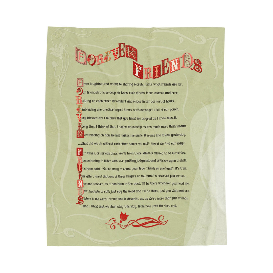 Velveteen Plush Blanket with Acrostic Poem spelling out "Forever Friends".