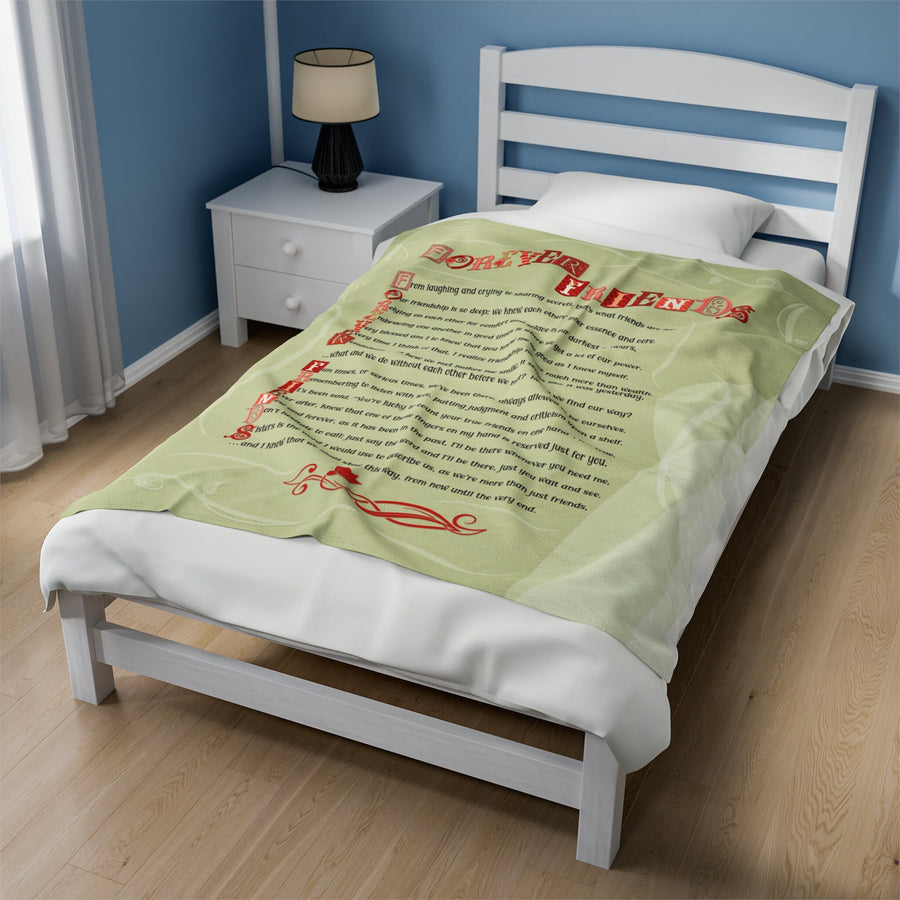 Velveteen Plush Blanket with Acrostic Poem spelling out "Forever Friends".