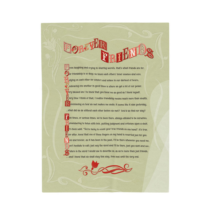 Velveteen Plush Blanket with Acrostic Poem spelling out "Forever Friends".