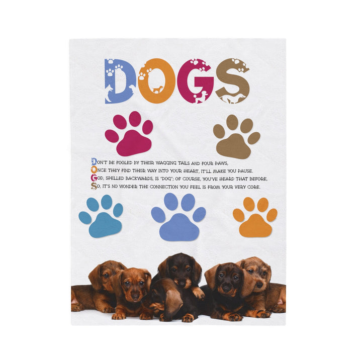 Dachshund Puppies on Velveteen Plush Blanket with Acrostic Poem Spelling out "Dogs". Christmas Gift for Child or Adult