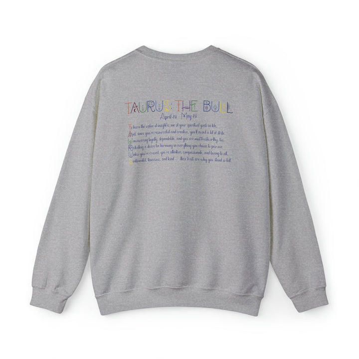 Astrology Sweatshirt with Acrostic Poem Spelling out "Taurus". Great Birthday or Christmas Horoscope Sign Gift for Any Zodiac Lover.
