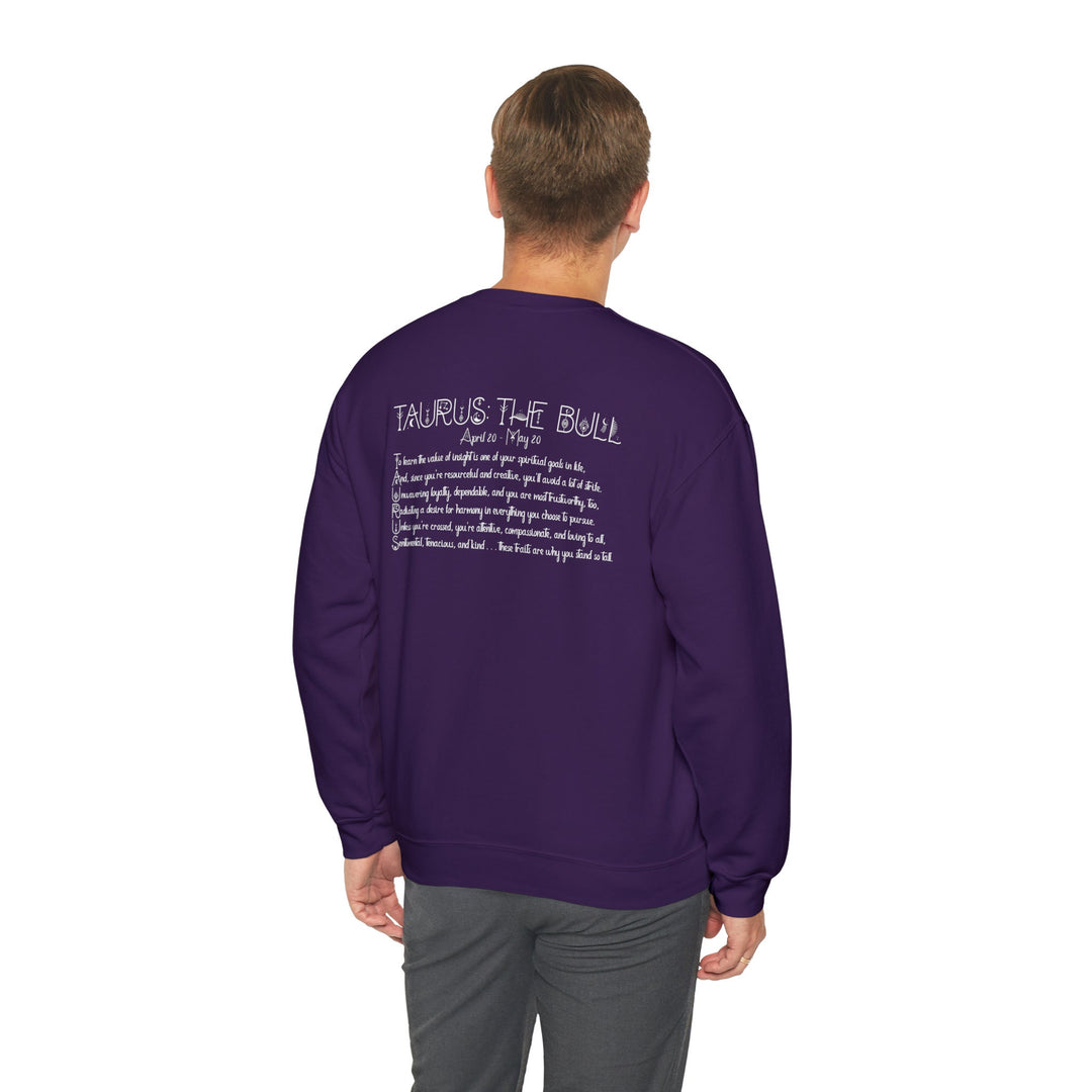 Astrology Sweatshirt with Acrostic Poem Spelling out "Taurus". Great Birthday or Christmas Horoscope Sign Gift for Any Zodiac Lover.