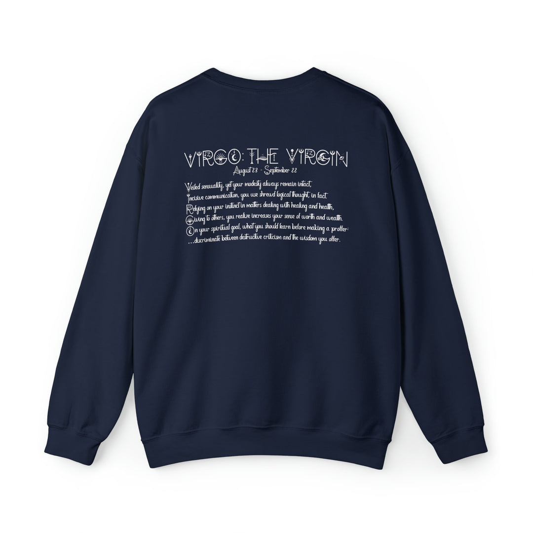 Astrology Sweatshirt with Acrostic Poem Spelling out "Virgo". Great Birthday or Christmas Horoscope Sign Gift for Any Zodiac Lover.