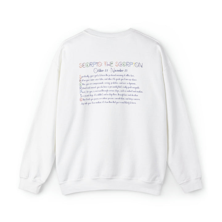 Astrology Sweatshirt with Acrostic Poem Spelling out "Scorpio". Great Birthday or Christmas Horoscope Sign Gift for Any Zodiac Lover.