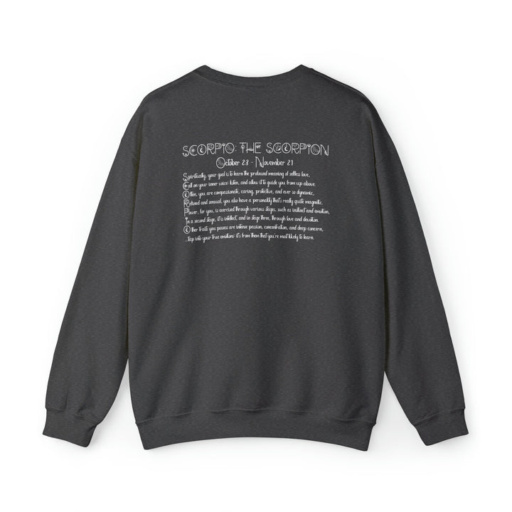 Astrology Sweatshirt with Acrostic Poem Spelling out "Scorpio". Great Birthday or Christmas Horoscope Sign Gift for Any Zodiac Lover.