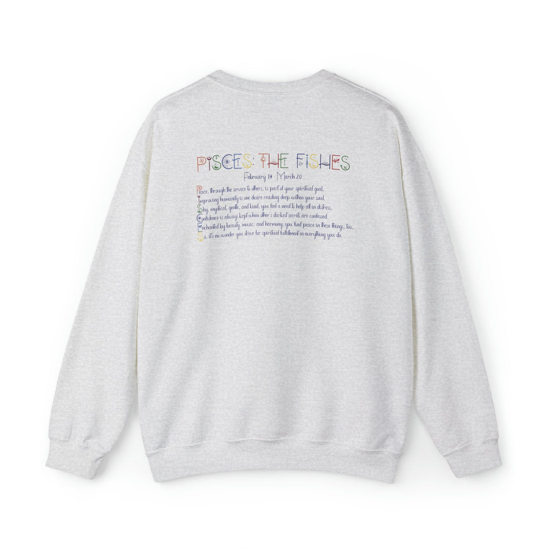 Astrology Sweatshirt with Acrostic Poem Spelling out "Pisces". Great Birthday or Christmas Horoscope Sign Gift for Any Zodiac Lover.