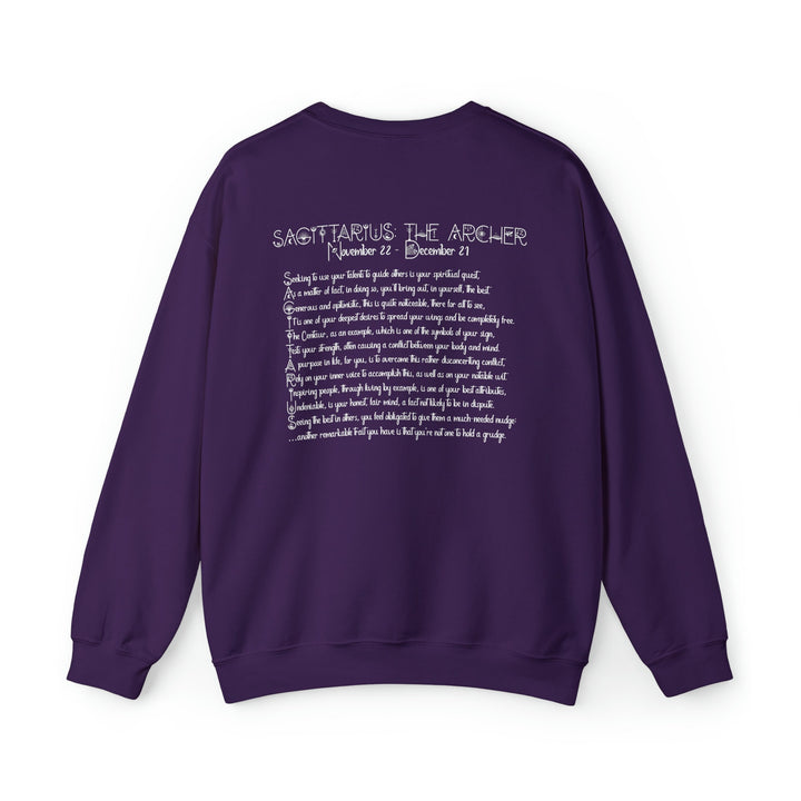 Astrology Sweatshirt with Acrostic Poem Spelling out "Sagittarius". Great Birthday or Christmas Horoscope Sign Gift for Any Zodiac Lover.